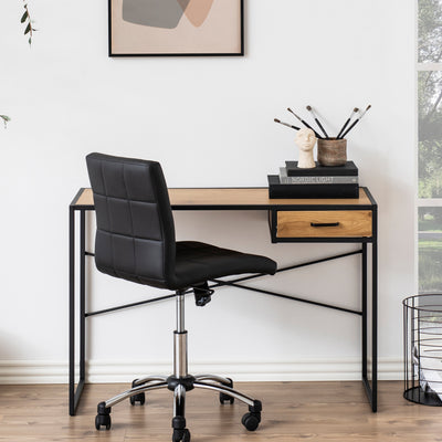 Seaford Office Desk in Wild Oak & Black