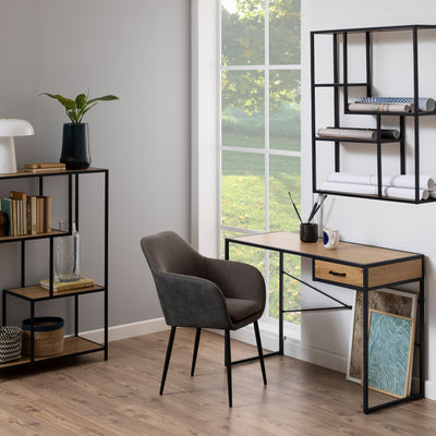 Seaford Office Desk in Wild Oak & Black