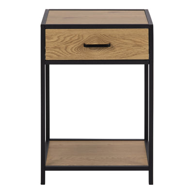 Seaford Bedside Table with 1 Drawer in Black & Oak – FTG, view 2