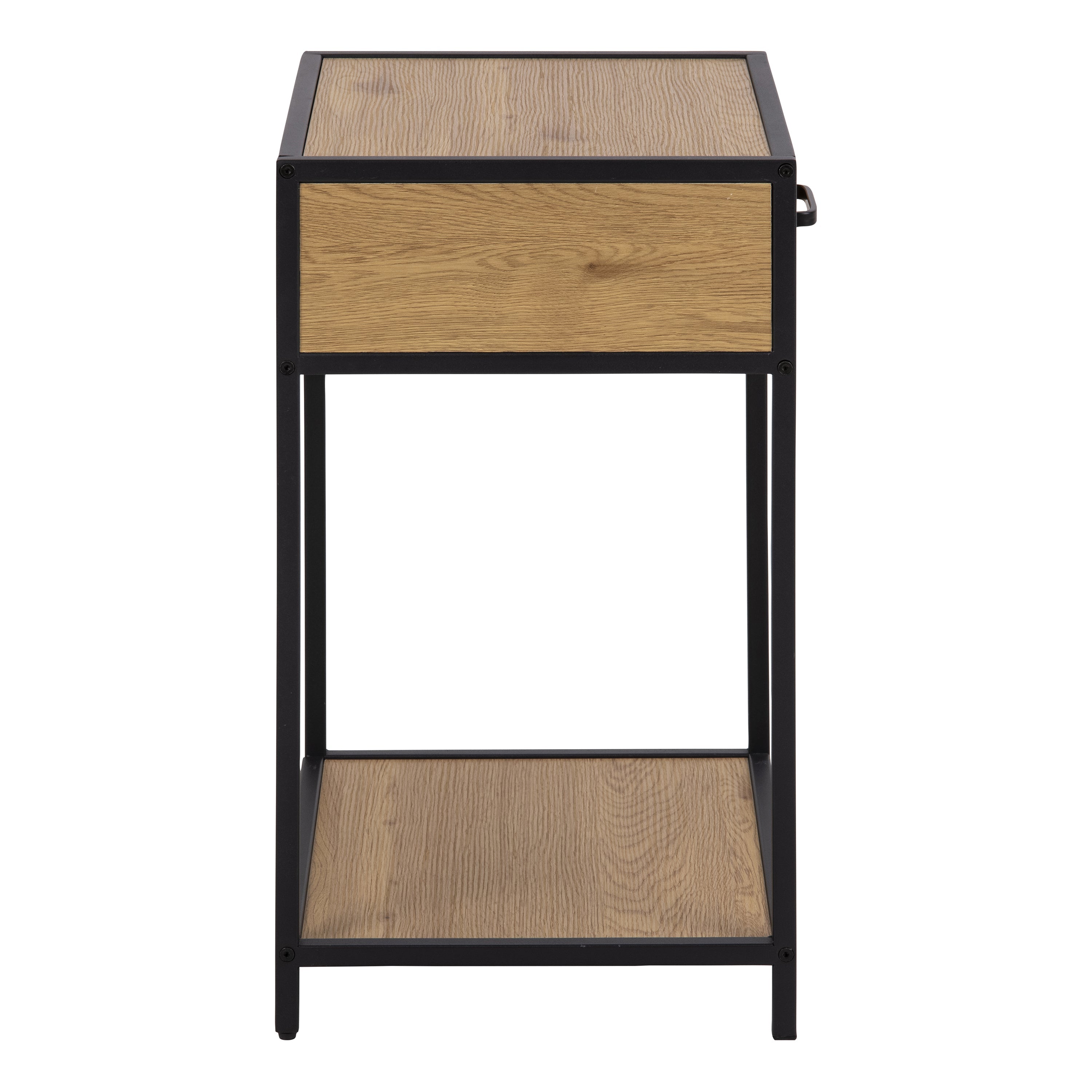 Seaford Bedside Table with 1 Drawer in Black & Oak – FTG, view 3