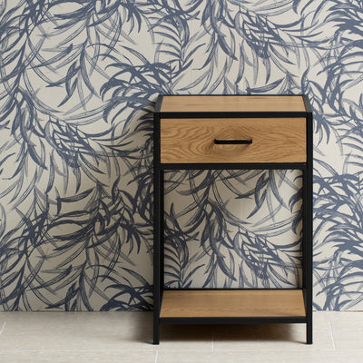 Seaford Bedside Table with 1 Drawer in Black & Oak – FTG, view 6