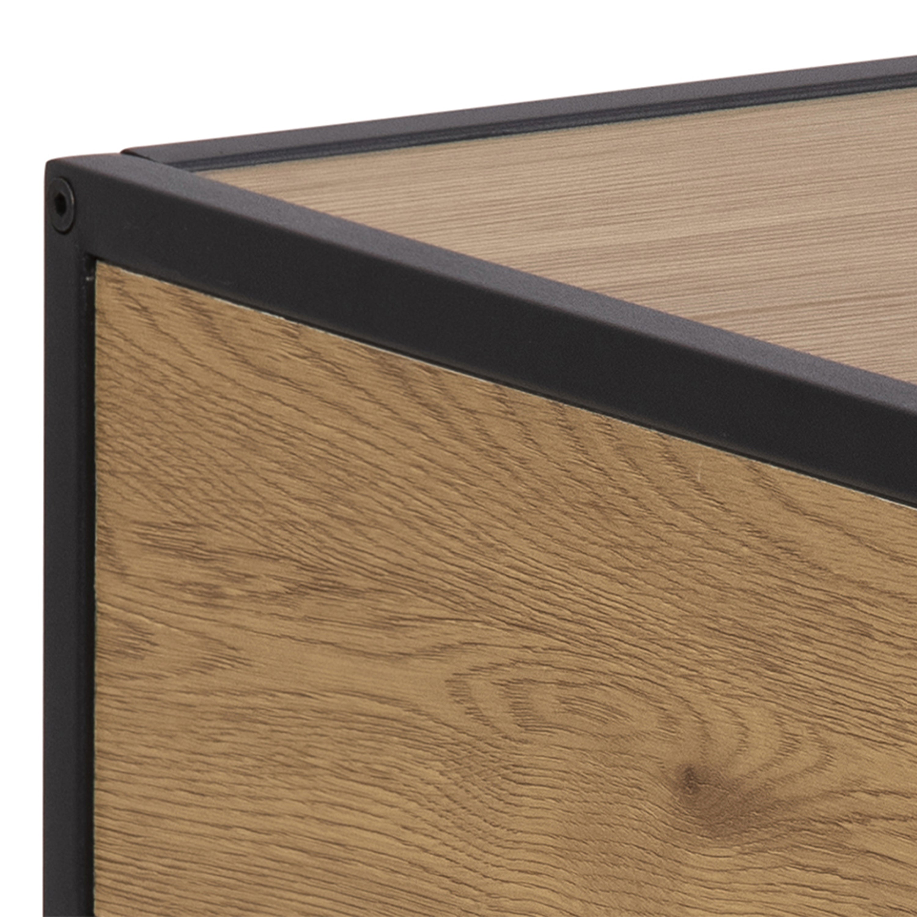 Seaford Bedside Table with 1 Drawer in Black & Oak – FTG, view 7