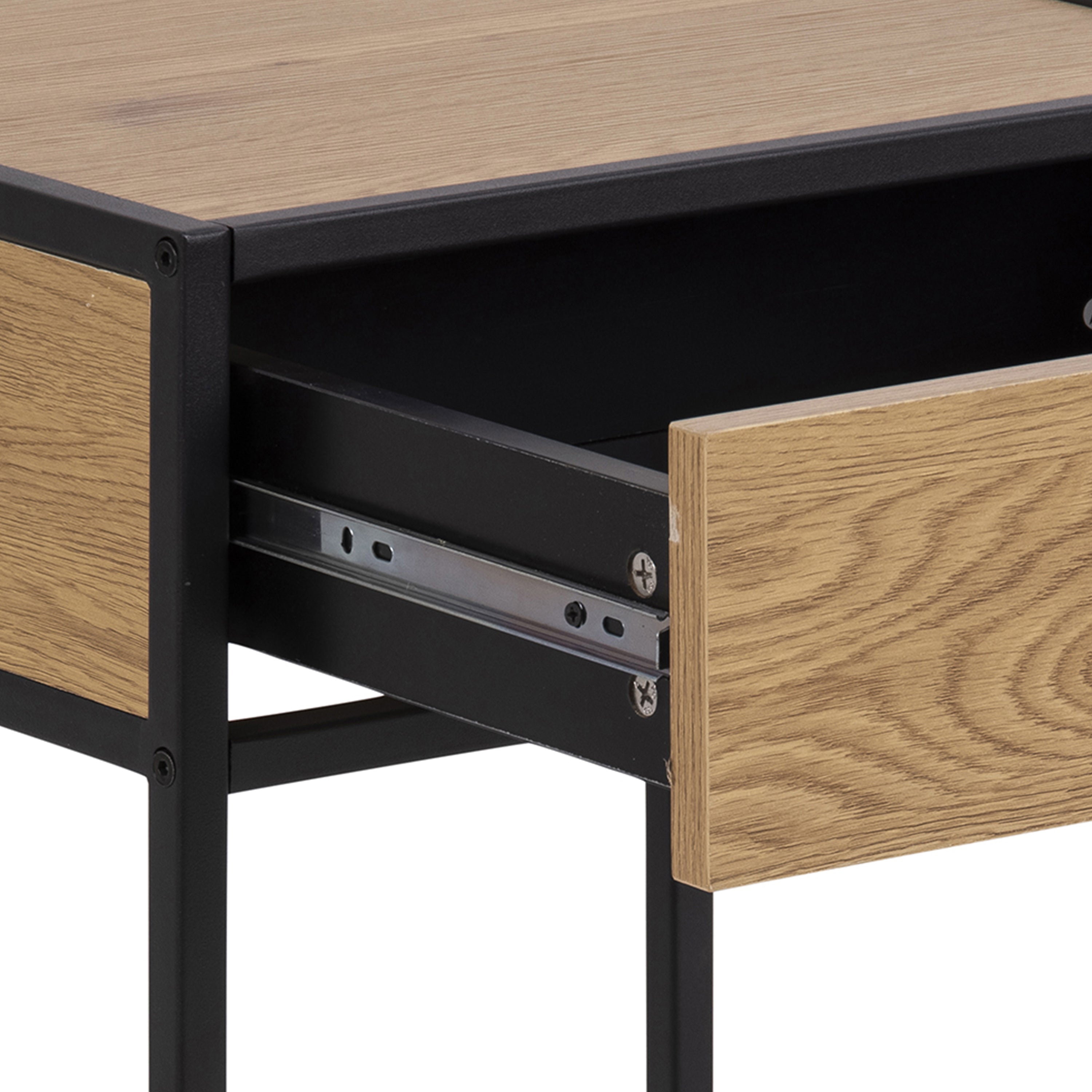 Seaford Bedside Table with 1 Drawer in Black & Oak – FTG, view 9