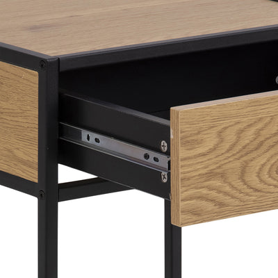 Seaford Bedside Table with 1 Drawer in Black & Oak – FTG, view 9