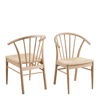 Cassandra Dining Chair with Armrest in White Oak Set of 2 – FTG