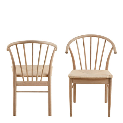 Cassandra Dining Chair with Armrest in White Oak Set of 2 – FTG, view 2