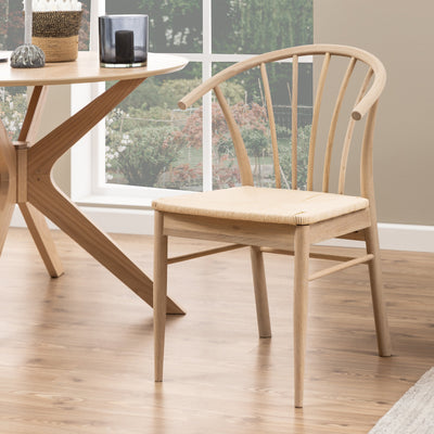 Cassandra Dining Chair with Armrest in White Oak Set of 2 – FTG, view 5