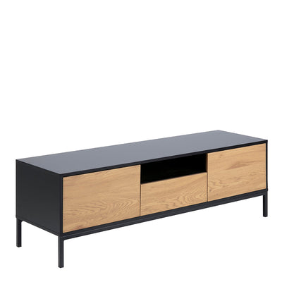 Seaford TV Unit 2 Doors 1 Drawer in Black & Oak – FTG