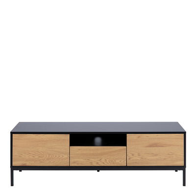 Seaford TV Unit 2 Doors 1 Drawer in Black & Oak – FTG, view 2