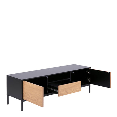 Seaford TV Unit 2 Doors 1 Drawer in Black & Oak – FTG, view 4
