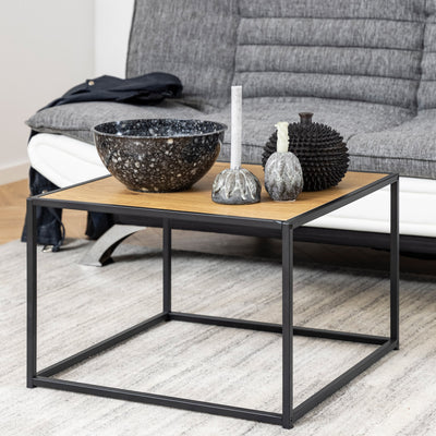 Seaford Black Metal Coffee Table with Oak Top – FTG, view 5