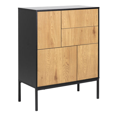 Seaford 3 Door 2 Drawer Sideboard in Black & Oak – FTG
