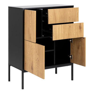 Seaford 3 Door 2 Drawer Sideboard in Black & Oak – FTG, view 4