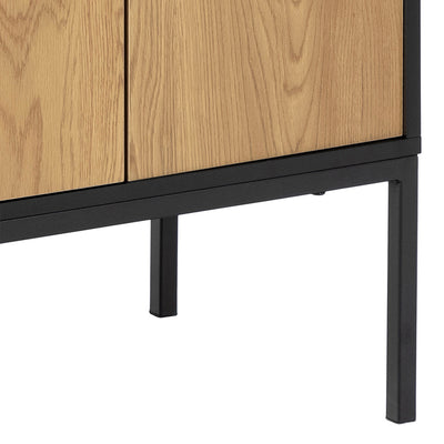 Seaford 3 Door 2 Drawer Sideboard in Black & Oak – FTG, view 9