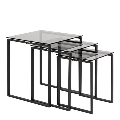 Katrine Nest of Tables with Smoked Glass Top Set of 3 – FTG