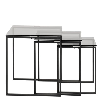 Katrine Nest of Tables with Smoked Glass Top Set of 3 – FTG, view 2