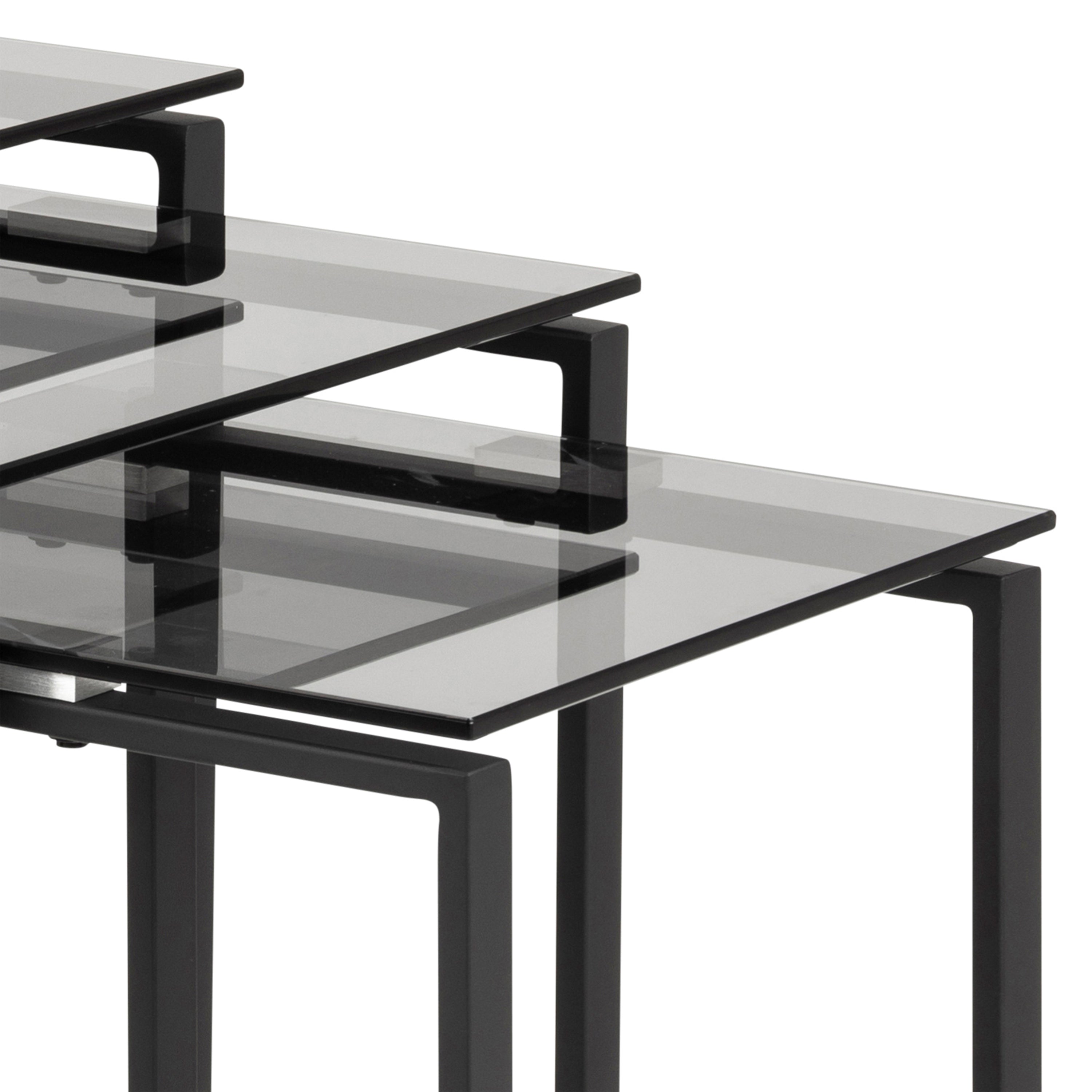 Katrine Nest of Tables with Smoked Glass Top Set of 3 – FTG, view 5