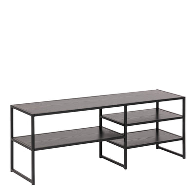 Seaford Black Metal Open TV Unit with 3 Black Shelves – FTG