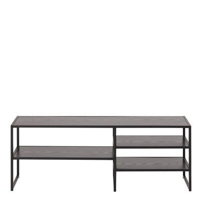 Seaford Black Metal Open TV Unit with 3 Black Shelves – FTG, view 2