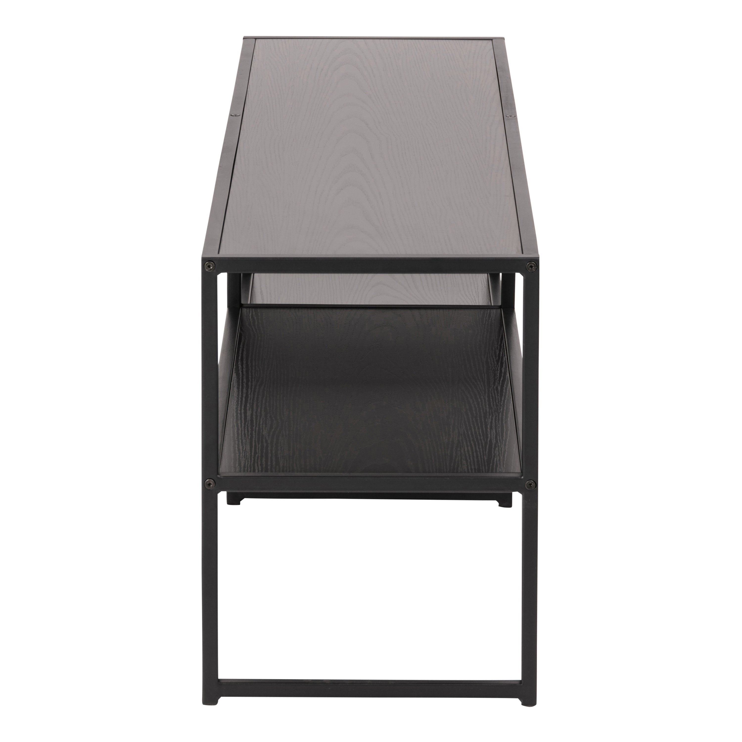 Seaford Black Metal Open TV Unit with 3 Black Shelves – FTG, view 3