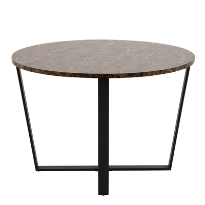 Amble Round Dining Table with Brown Marble Melamine Top & Black Legs – FTG, view 3