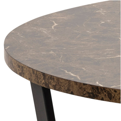 Amble Round Dining Table with Brown Marble Melamine Top & Black Legs – FTG, view 6