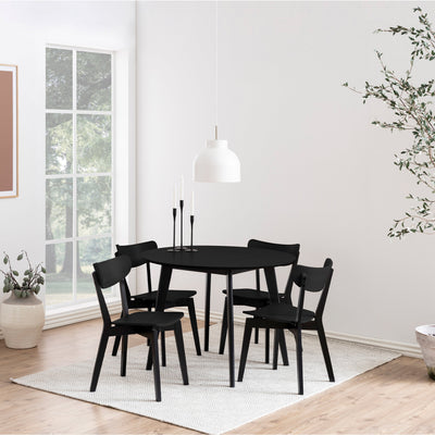 Roxby Round Dining Table in Black 105x76cm Included 4 Roxby Dining Chairs in Black – FTG