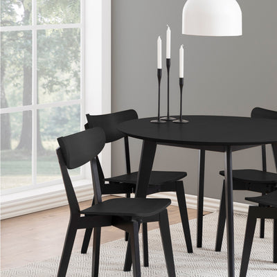 Roxby Round Dining Table in Black 105x76cm Included 4 Roxby Dining Chairs in Black – FTG, view 7