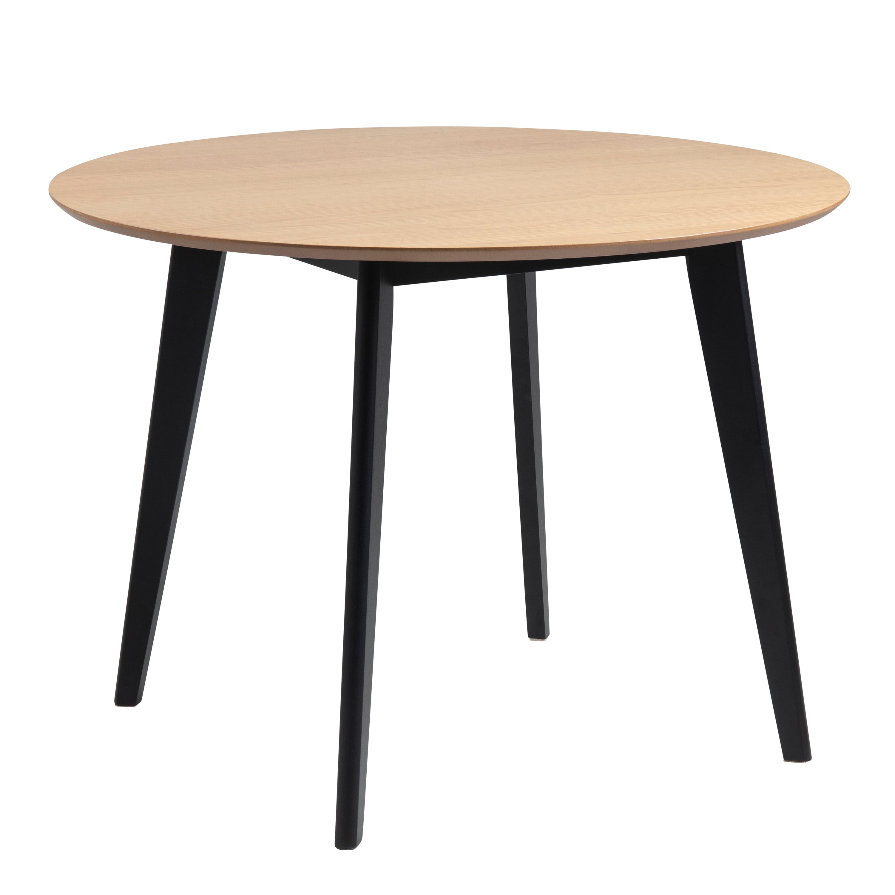 Roxby Round Dining Table in Oak & Black Included 4 Roxby Dining Chairs in Black and Oak – FTG, view 2