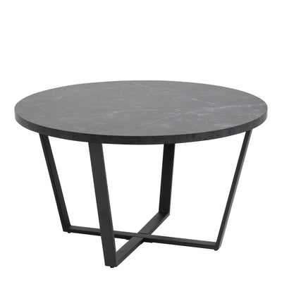 Amble Round Coffee Table with Black Marble Melamine Top & Black Legs – FTG