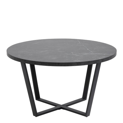 Amble Round Coffee Table with Black Marble Melamine Top & Black Legs – FTG, view 2