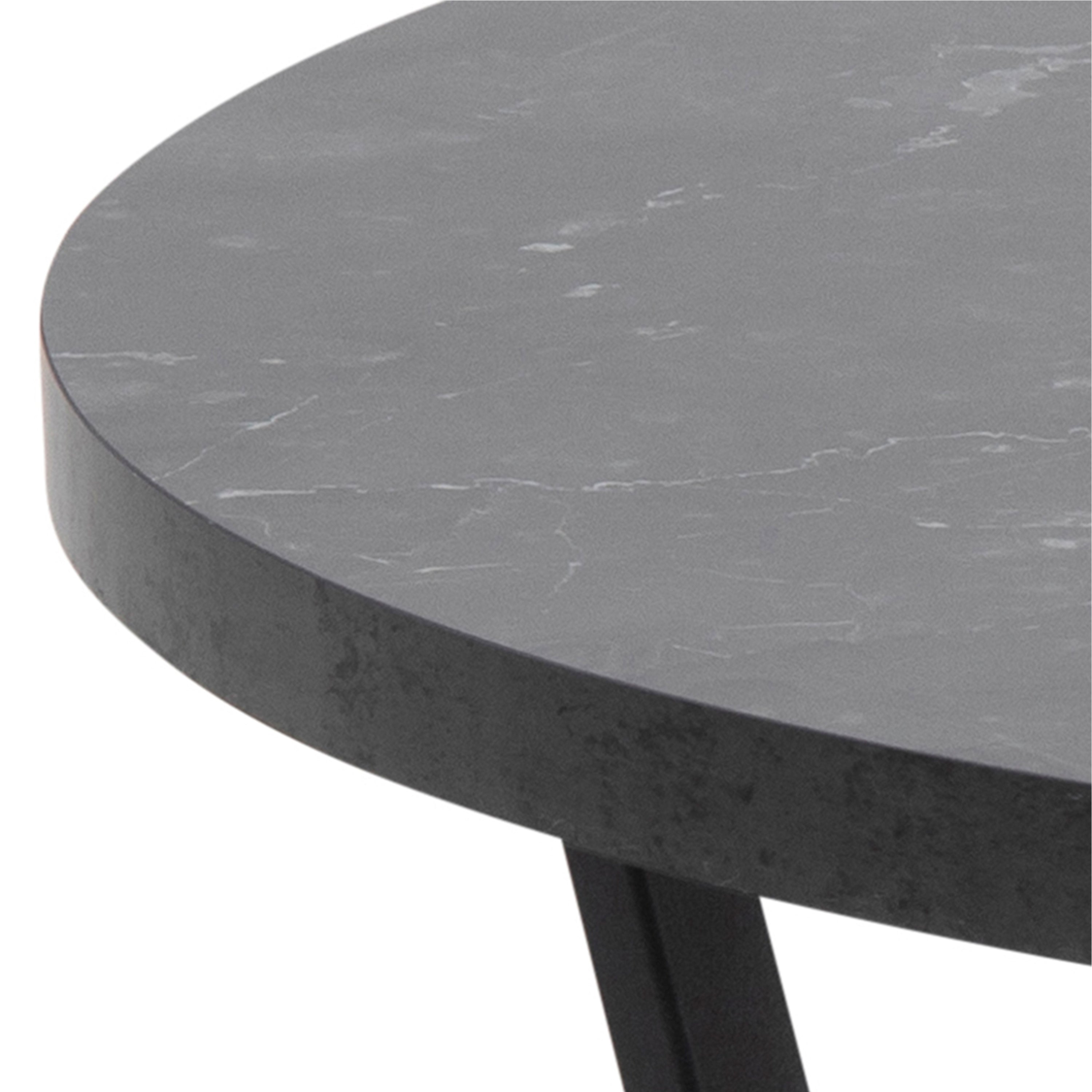Amble Round Coffee Table with Black Marble Melamine Top & Black Legs – FTG, view 4