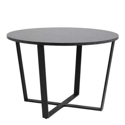 Amble Round Dining Table with Black Marble Melamine Top & Black Legs – FTG