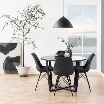 Amble Round Dining Table with Black Marble Melamine Top & Black Legs – FTG, view 6