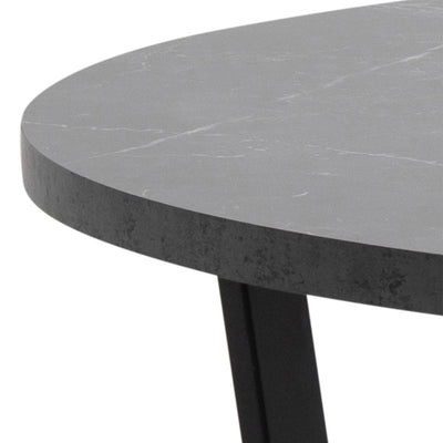 Amble Round Dining Table with Black Marble Melamine Top & Black Legs – FTG, view 8