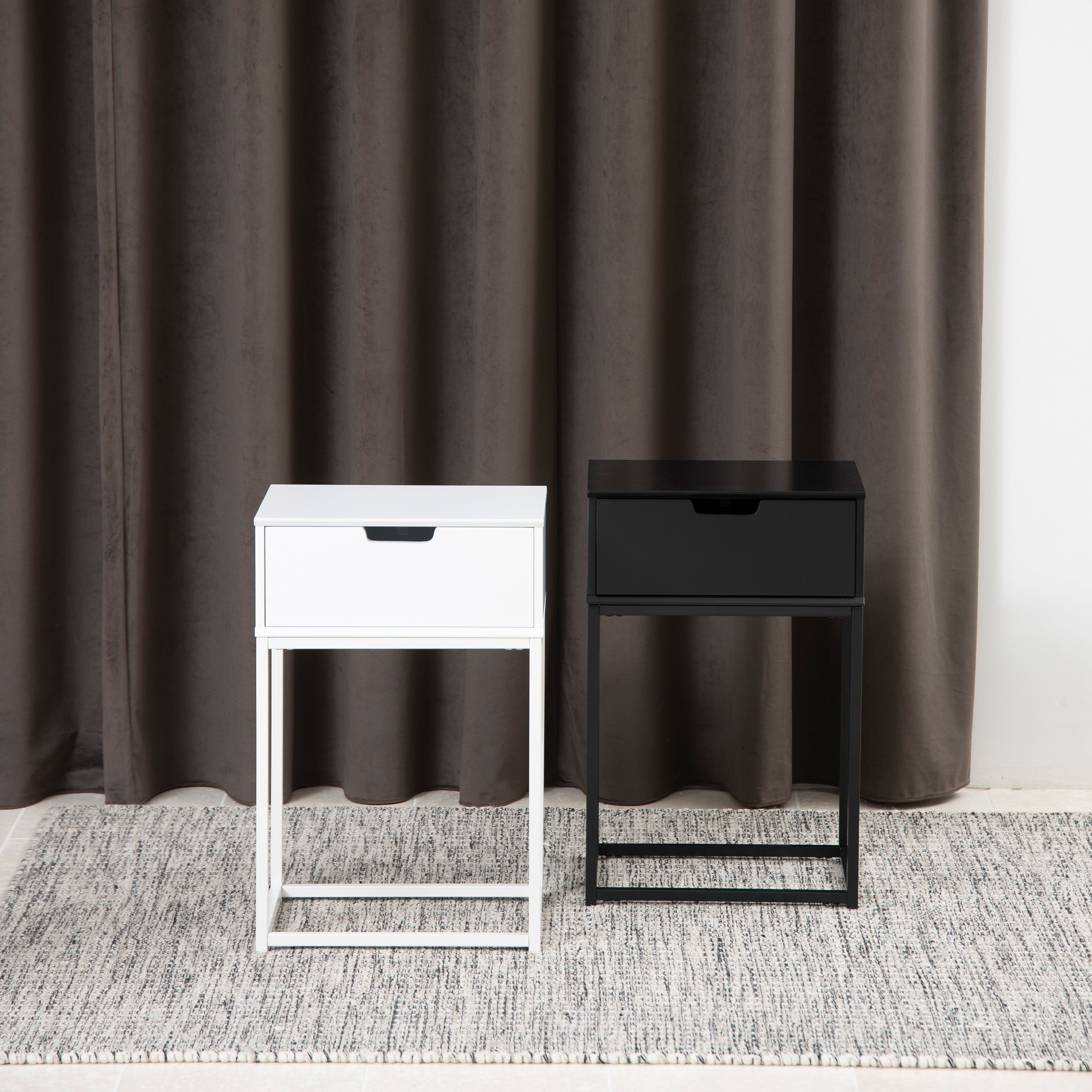 Mitra 1 Drawer Bedside Table in White – FTG, view 6
