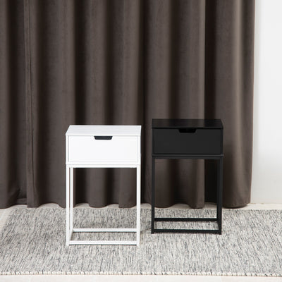 Mitra 1 Drawer Bedside Table in White – FTG, view 6
