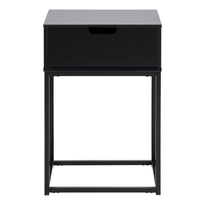 Mitra 1 Drawer Bedside Table in Black – FTG, view 2