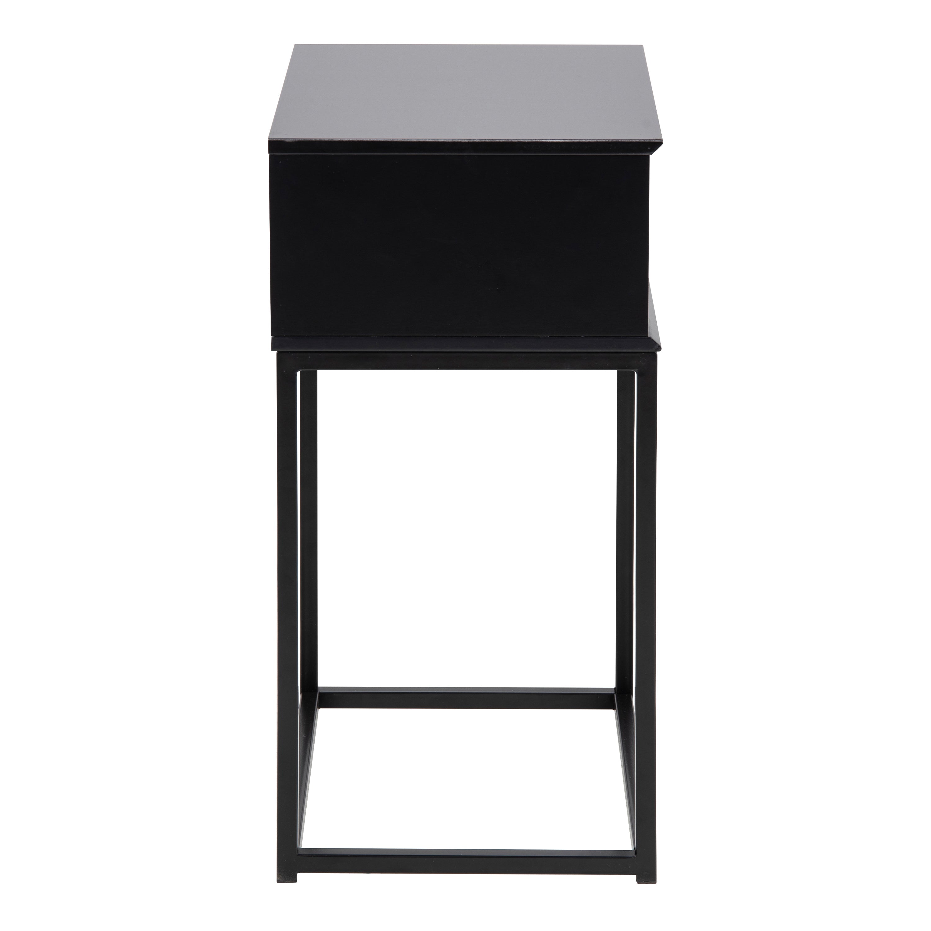 Mitra 1 Drawer Bedside Table in Black – FTG, view 3