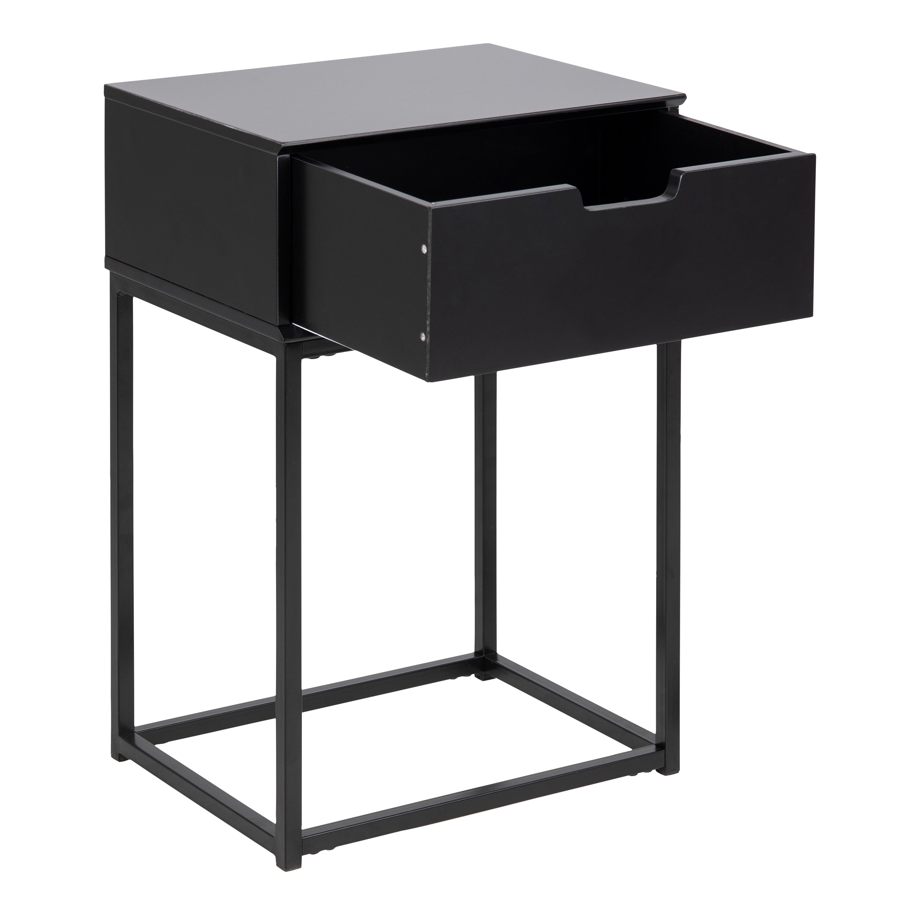 Mitra 1 Drawer Bedside Table in Black – FTG, view 4
