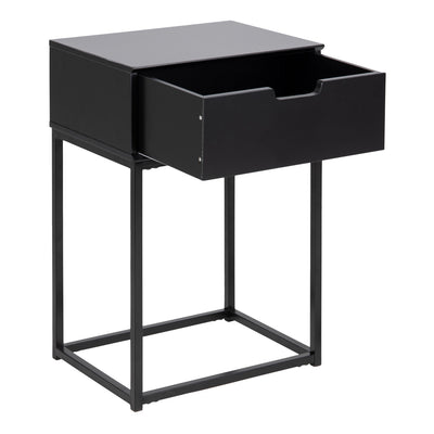 Mitra 1 Drawer Bedside Table in Black – FTG, view 4