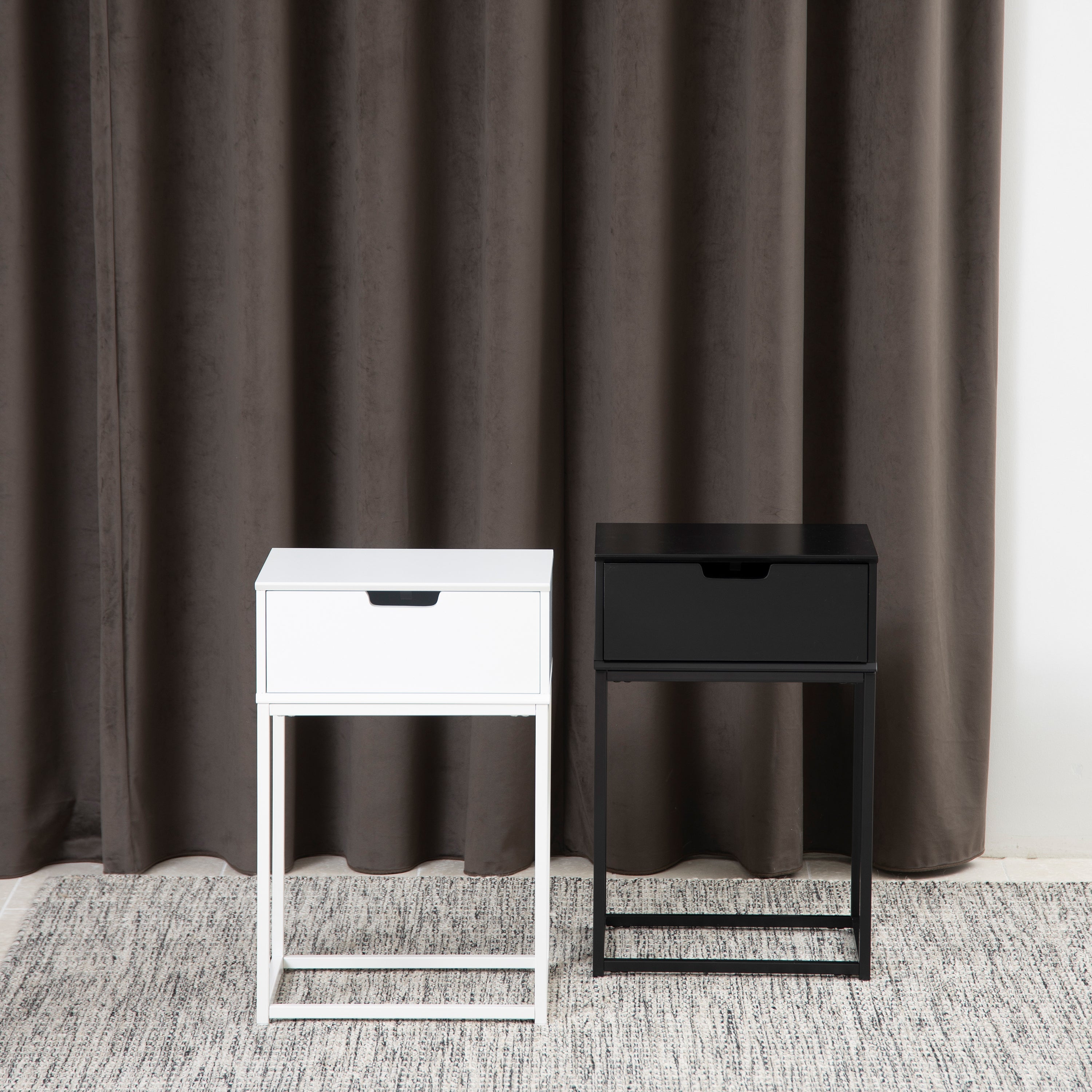 Mitra 1 Drawer Bedside Table in Black – FTG, view 6
