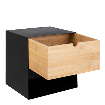 Joliet 1 Drawer Wallmounted Bedside Table in Black & Bamboo – FTG, view 6