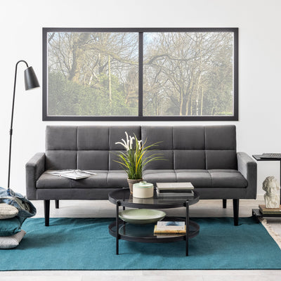 Bayonne Round Coffee Table in Black with Smoked Glass Top – FTG, view 5