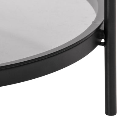 Bayonne Round Coffee Table in Black with Smoked Glass Top – FTG, view 8