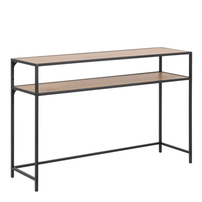 Seaford Black Metal Console Table with Oak Top – FTG