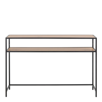Seaford Black Metal Console Table with Oak Top – FTG, view 2
