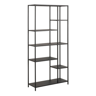 Newcastle Asymmetrical Bookcase with 6 Shelves in Matt Black – FTG
