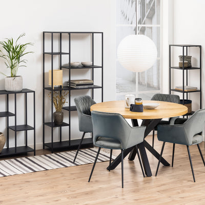 Newcastle Asymmetrical Bookcase with 6 Shelves in Matt Black – FTG, view 5