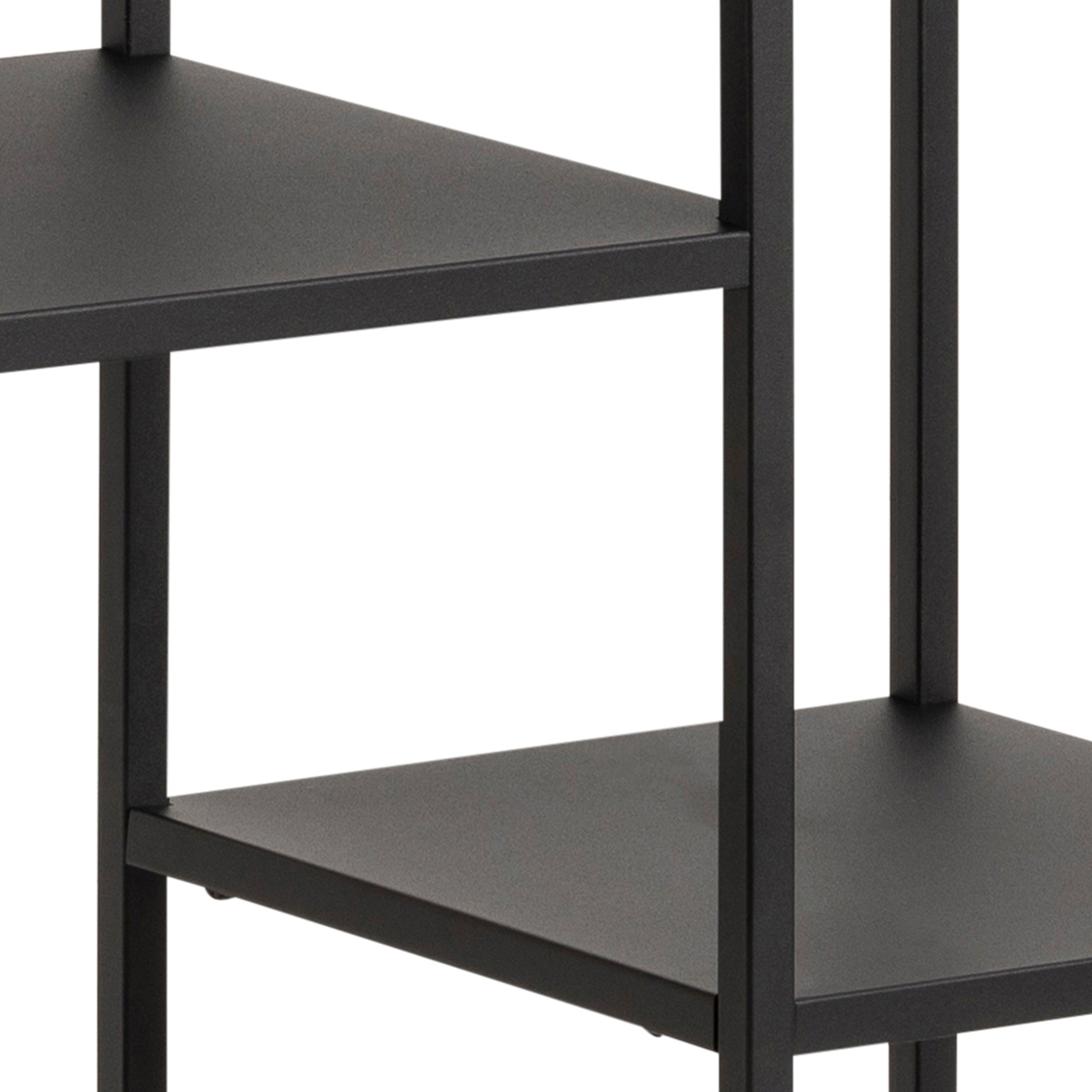 Newcastle Asymmetrical Bookcase with 3 Shelves in Matt Black – FTG, view 2